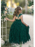 Emerald Green Stunning Long Flower Girl Dress